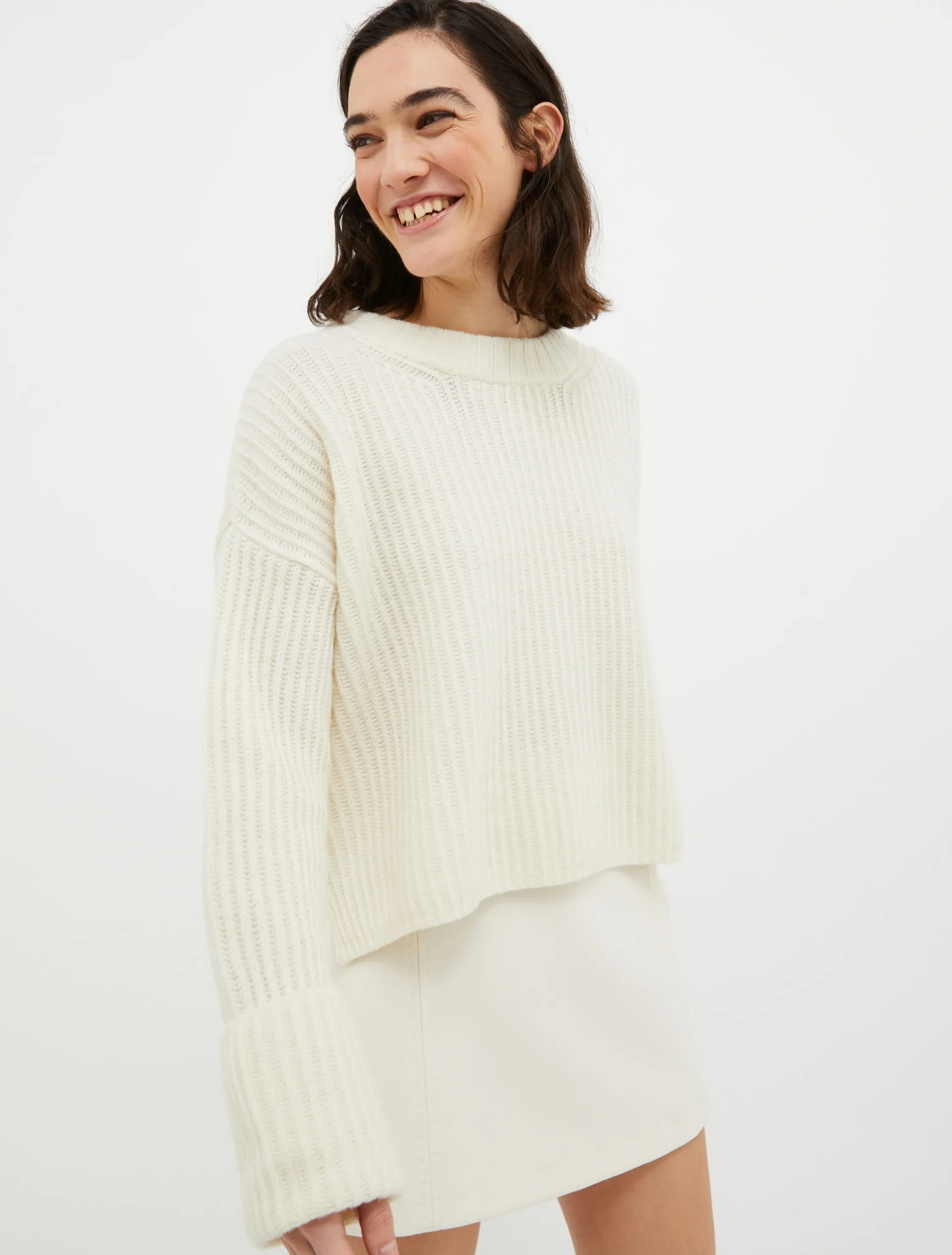 Asymmetric wool-blend pullover