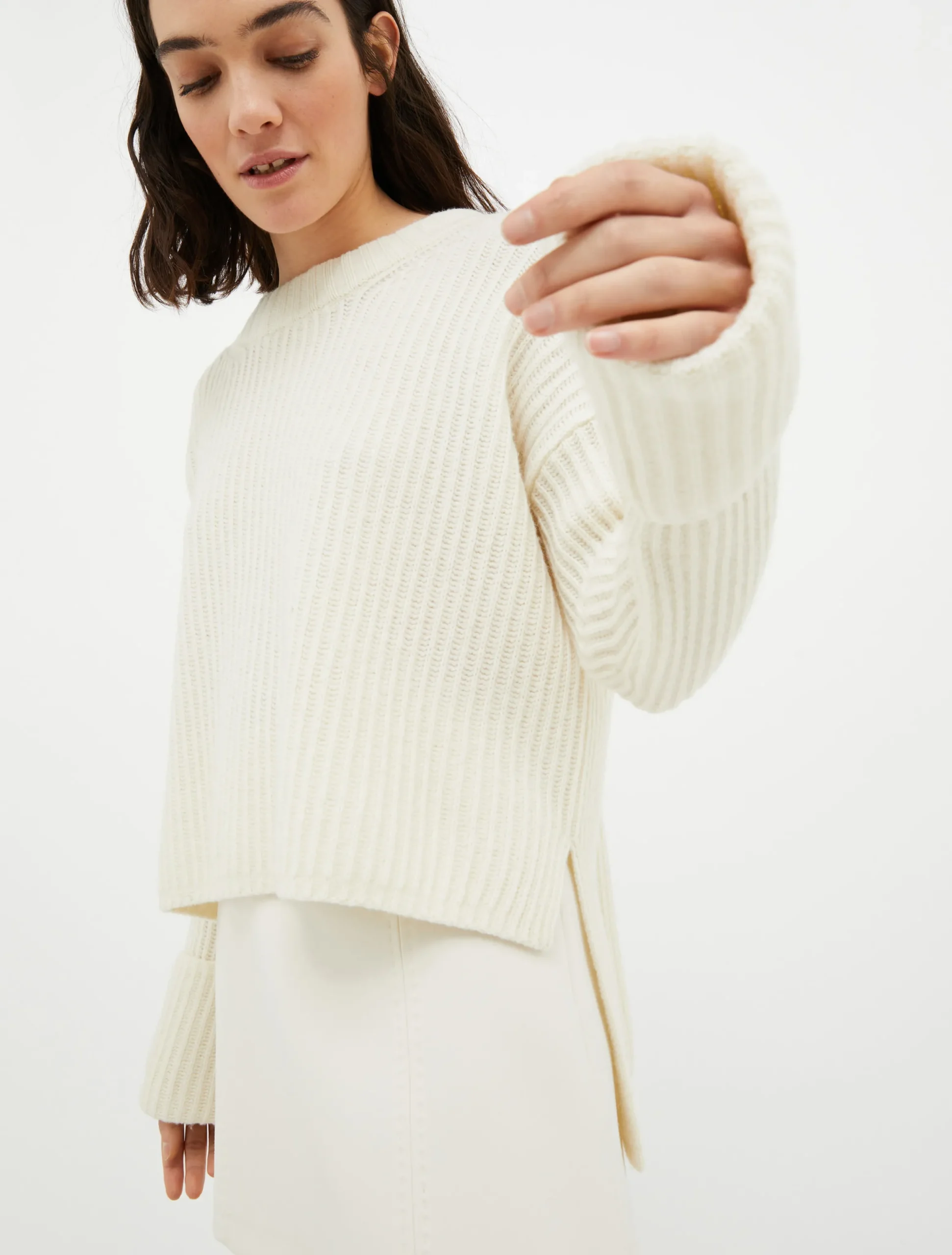 Asymmetric wool-blend pullover