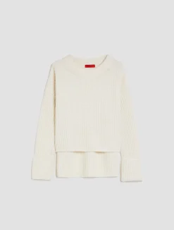 Asymmetric wool-blend pullover