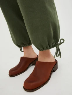 Backless leather mules