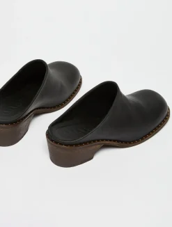 Backless leather mules