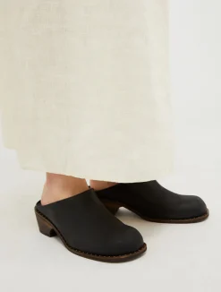 Backless leather mules