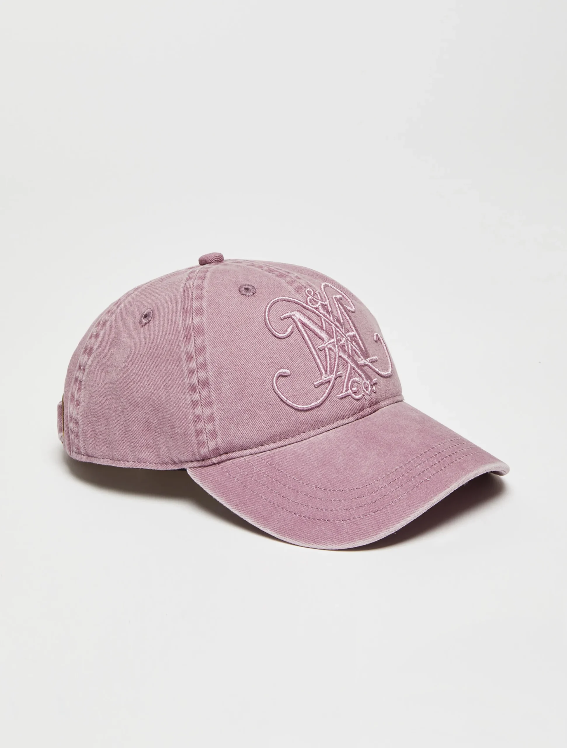 Baseball cap with monogram.