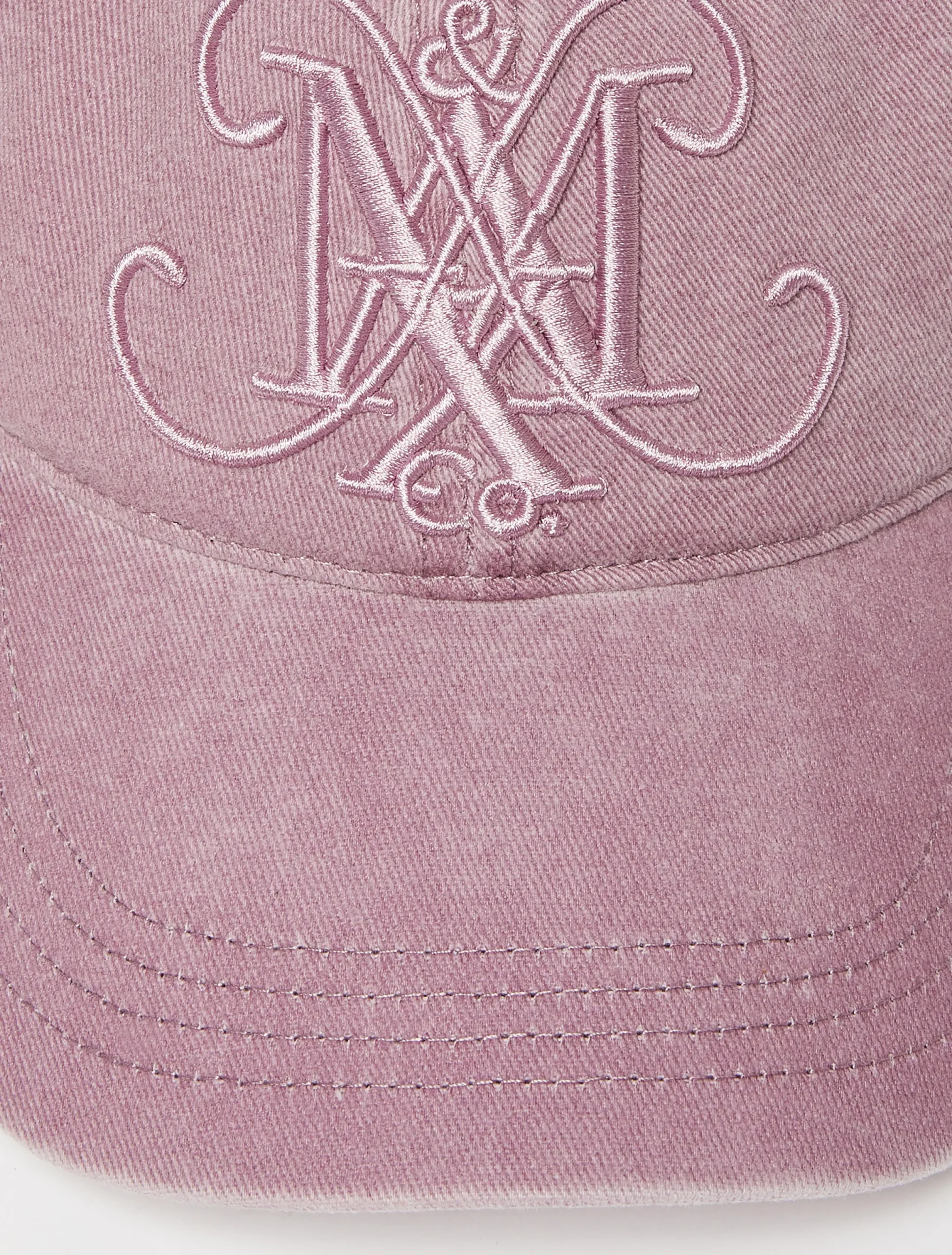 Baseball cap with monogram.