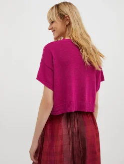 Beaded cotton-blend jumper