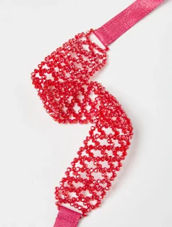 Beaded ribbon choker