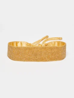 Beaded satin belt
