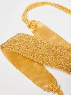 Beaded satin belt