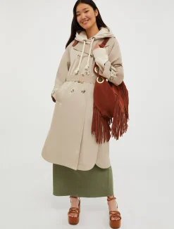 Belted midi trench coat