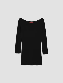 Boat-neck knitted jumper