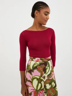 Boat-neck knitted jumper