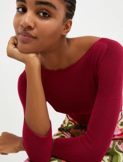 Boat-neck knitted jumper