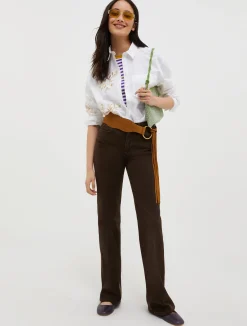 Bootcut cotton-drill trousers