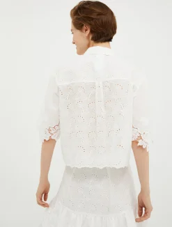 Broderie anglaise and lace shirt