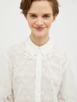 Broderie anglaise and lace shirt