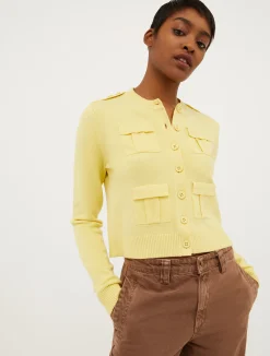 Cargo-pocket stretch-knit cardigan