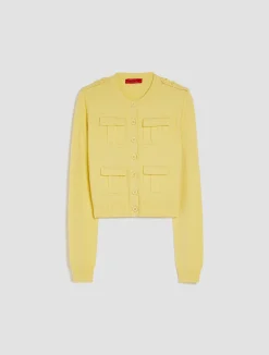 Cargo-pocket stretch-knit cardigan