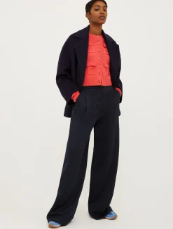 Cargo-pocket stretch-knit cardigan