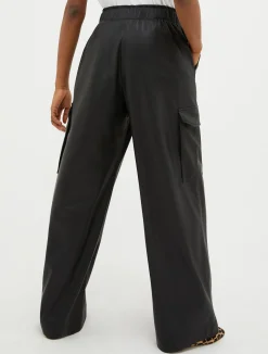 Coated-jersey cargo trousers
