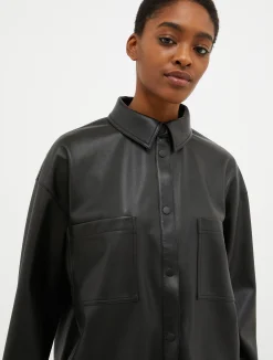 Coated-jersey overshirt