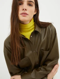 Coated-jersey overshirt