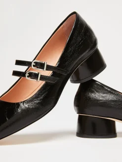 Crackled leather Mary Janes