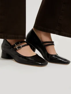 Crackled leather Mary Janes