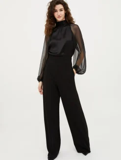 Crepe, satin and chiffon jumpsuit
