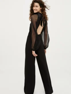 Crepe, satin and chiffon jumpsuit