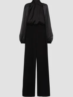 Crepe, satin and chiffon jumpsuit