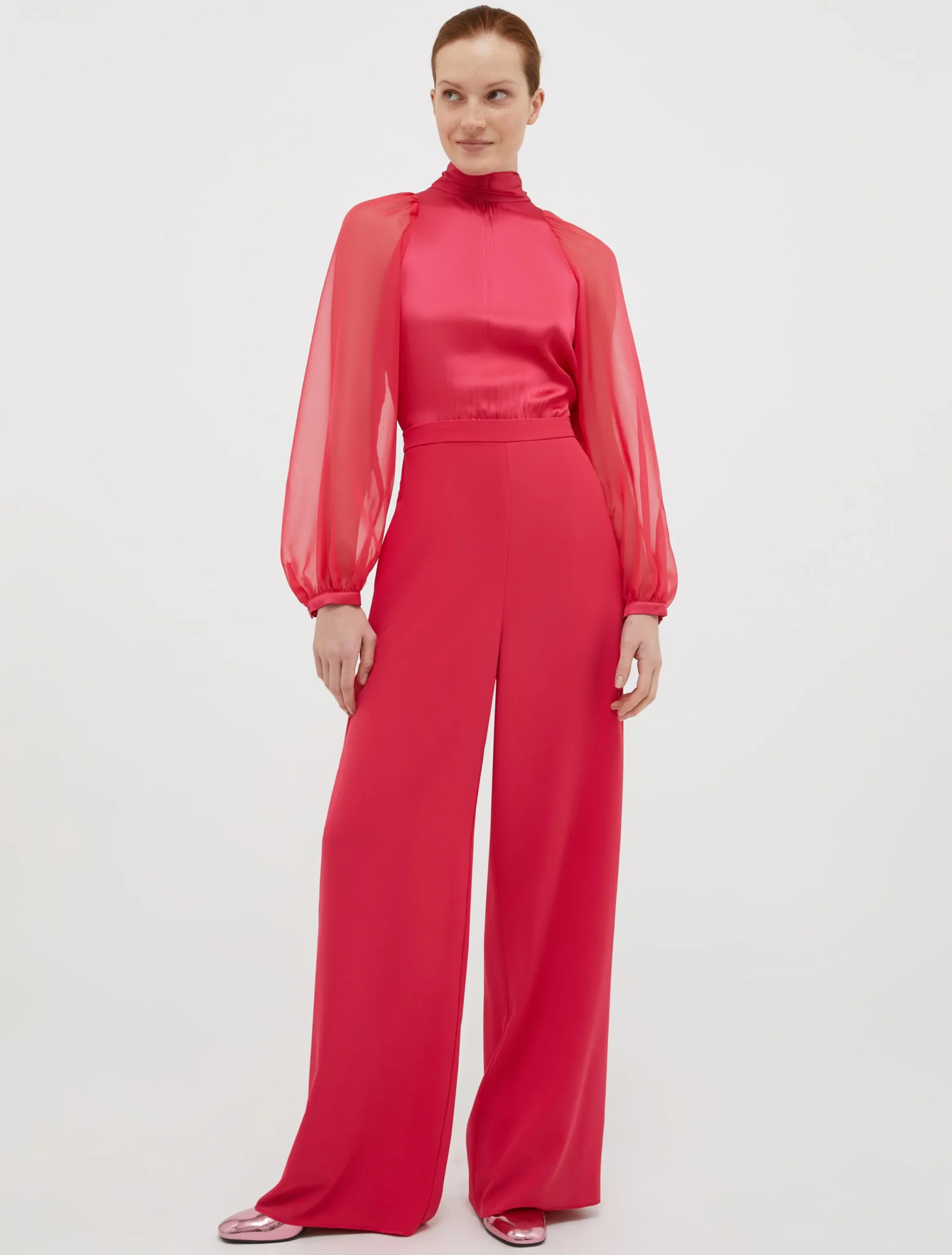 Crepe, satin and chiffon jumpsuit