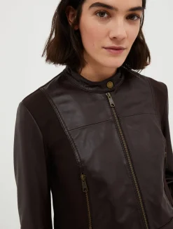 Cropped jersey and leather jacket