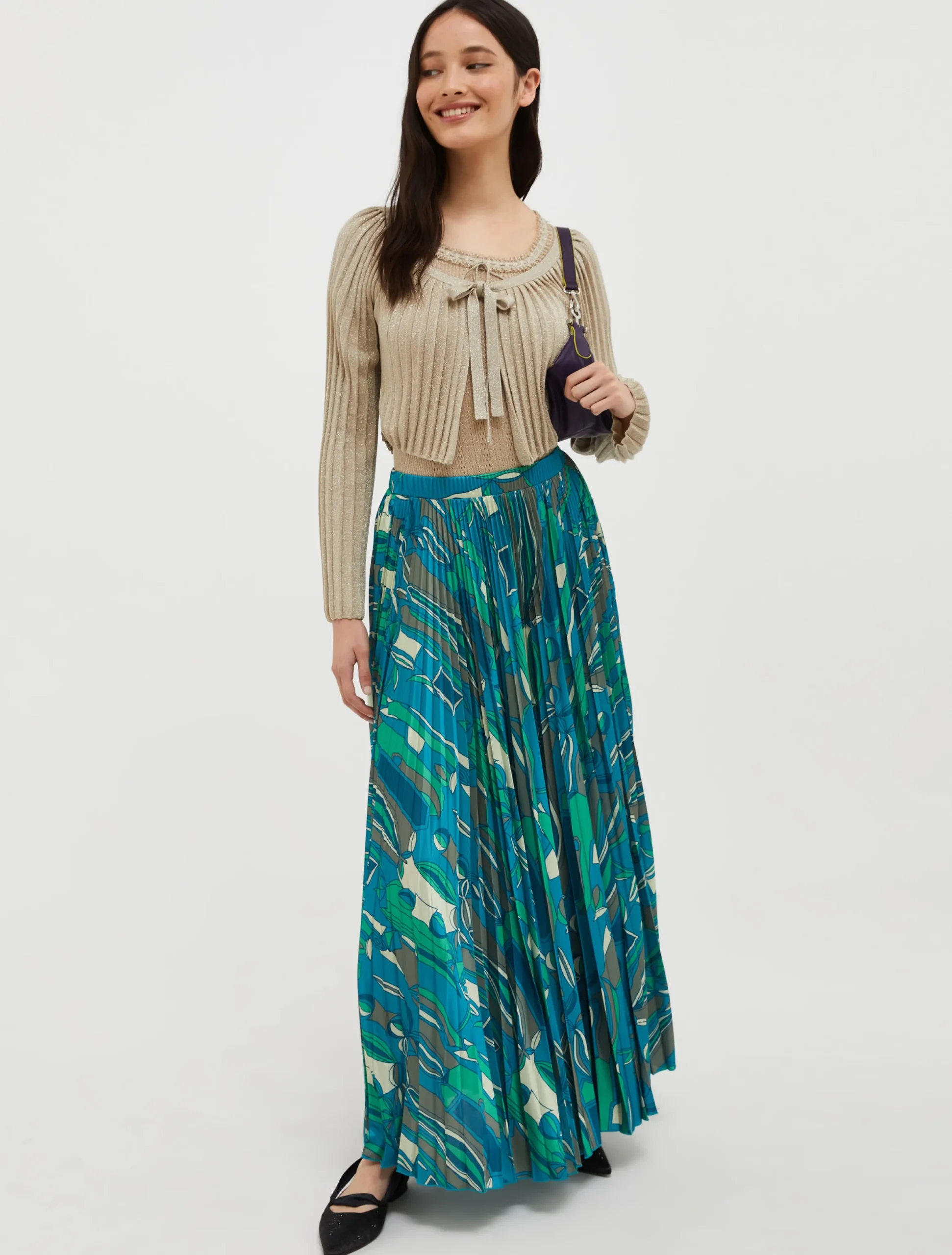 Cropped lurex-knit cardigan