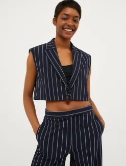 Cropped pinstriped waistcoat