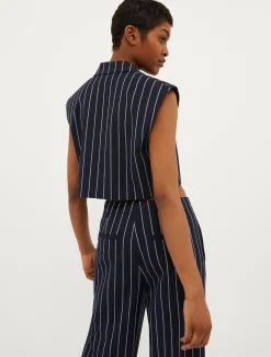 Cropped pinstriped waistcoat