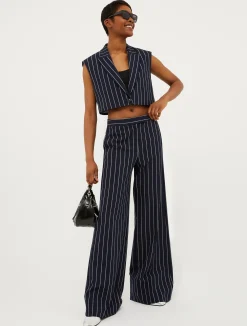 Cropped pinstriped waistcoat