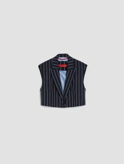 Cropped pinstriped waistcoat