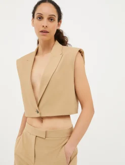 Cropped plunge-neck waistcoat