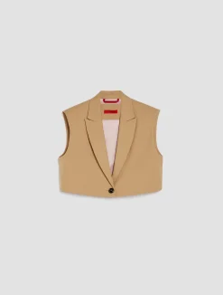 Cropped plunge-neck waistcoat