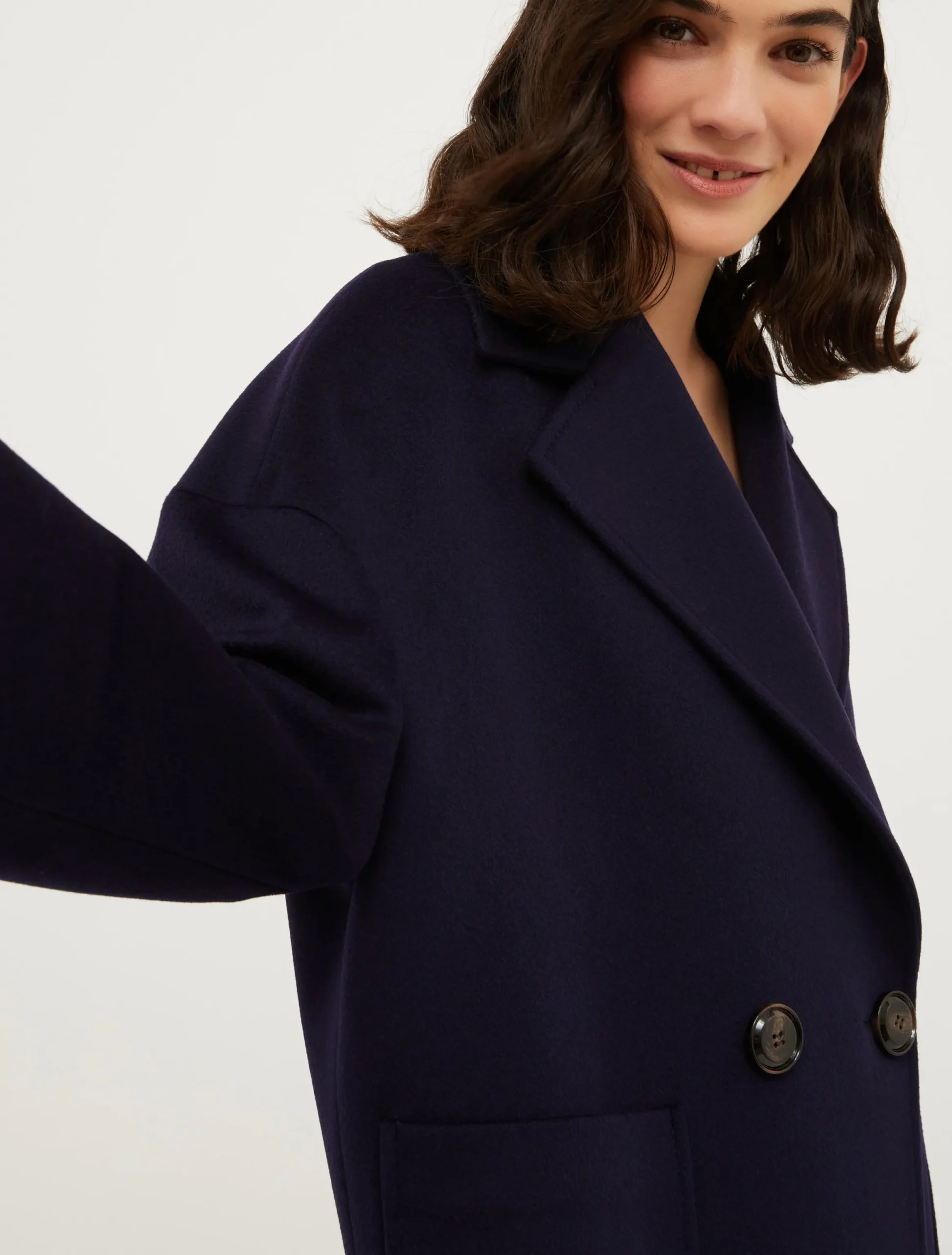 Cropped wool pea coat