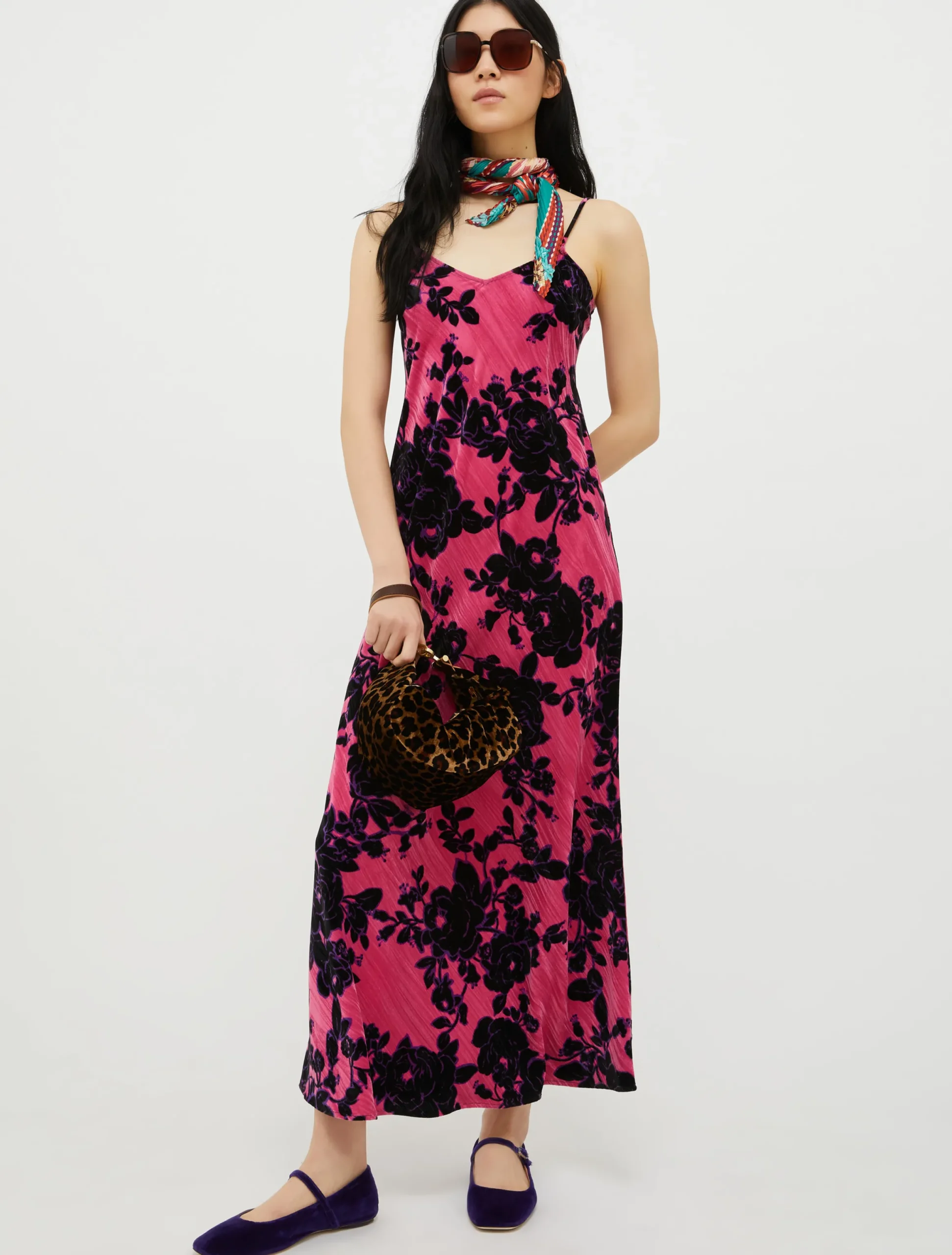 Crushed-velvet slip dress