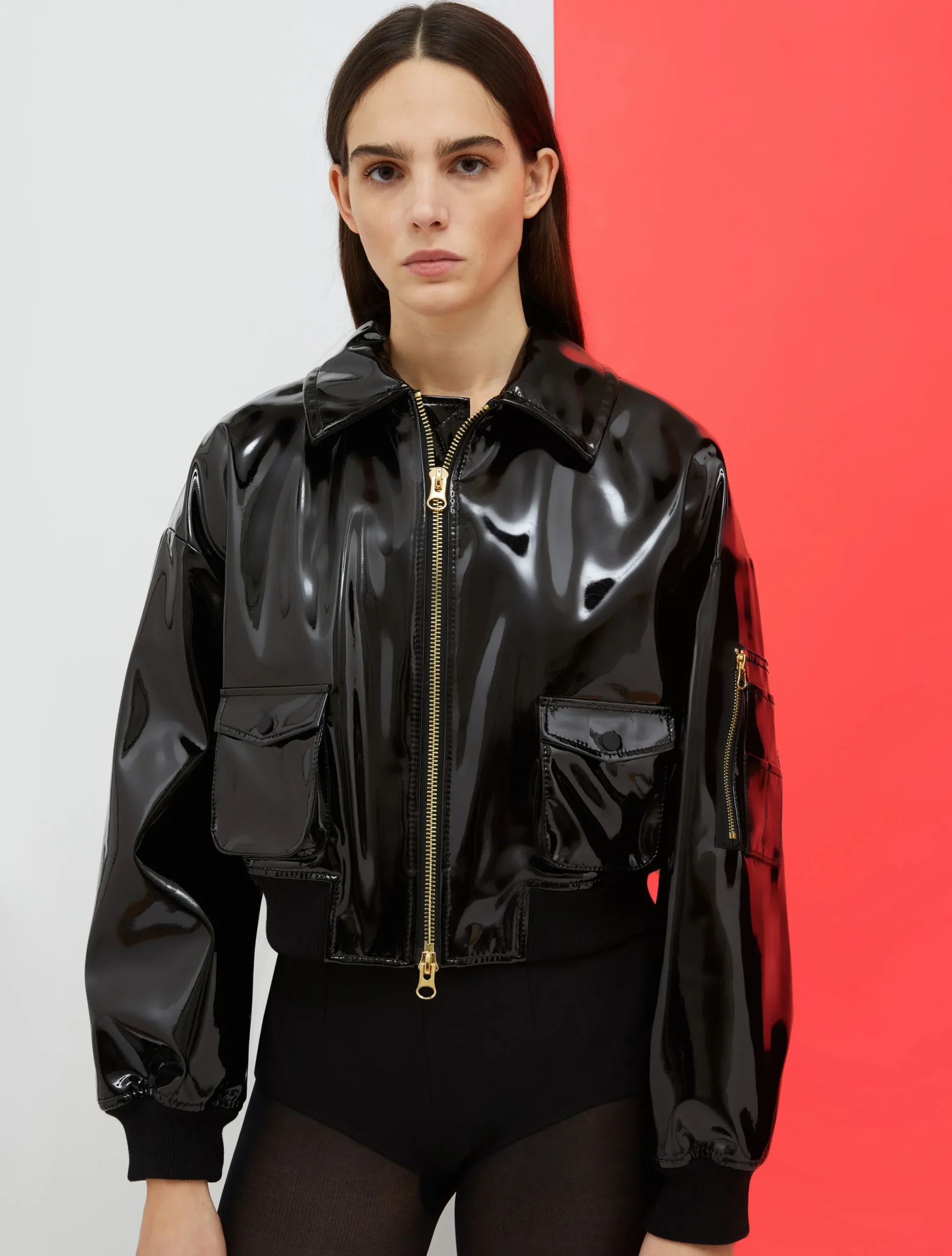 De-Coated with Anna Dello Russo patent-leather blouse