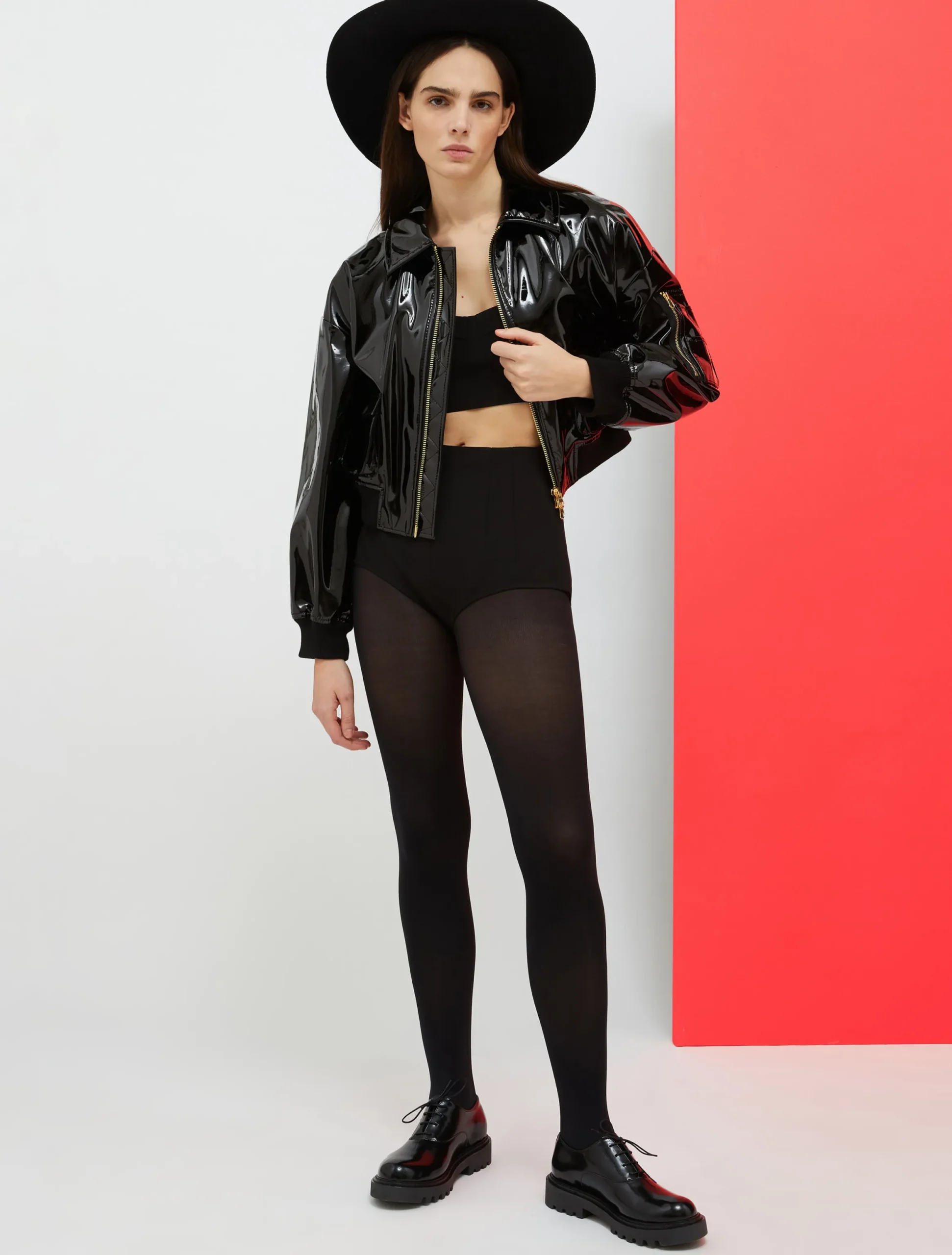 De-Coated with Anna Dello Russo patent-leather blouse