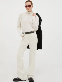 Double cloth bootcut trousers