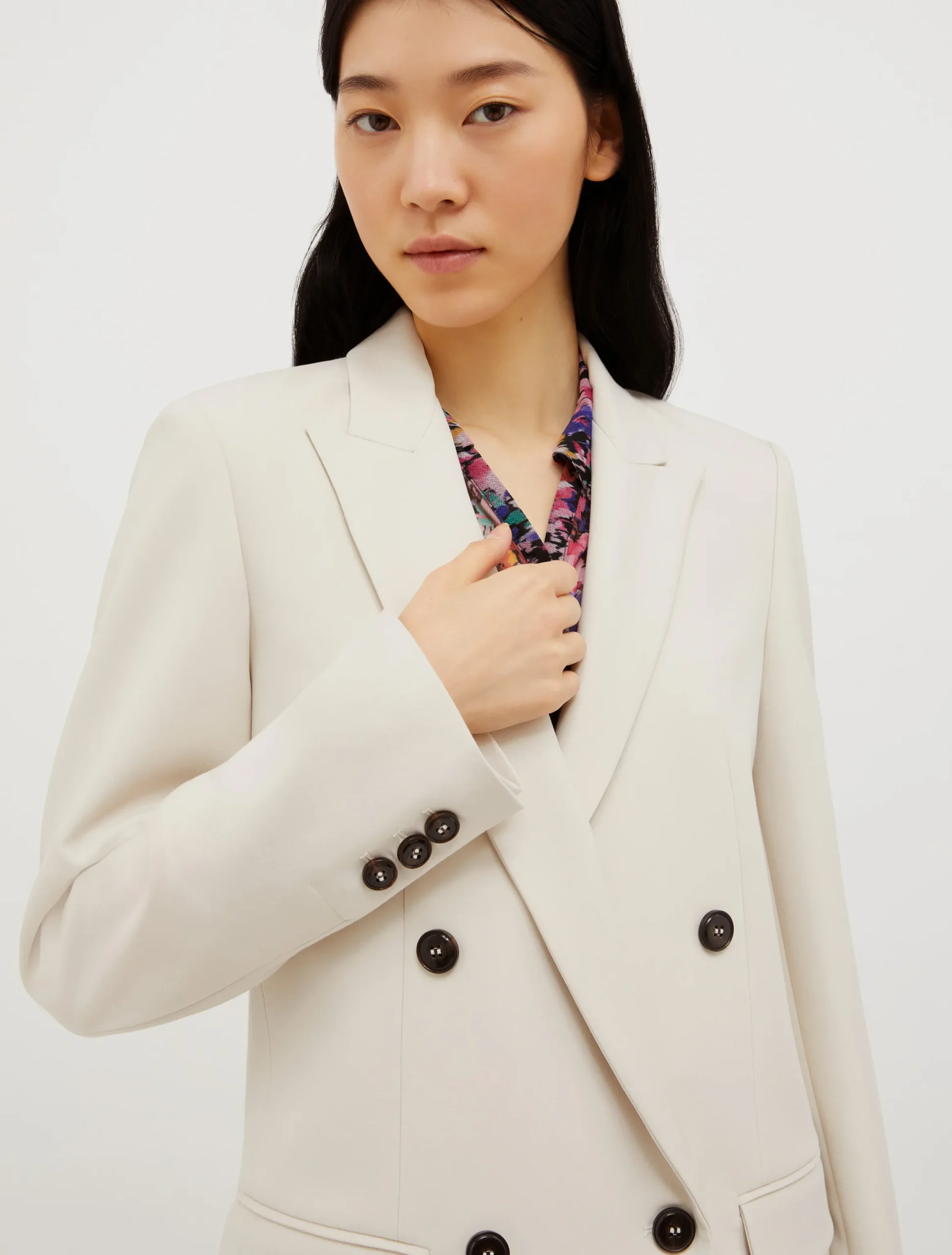 Double-breasted canvas blazer