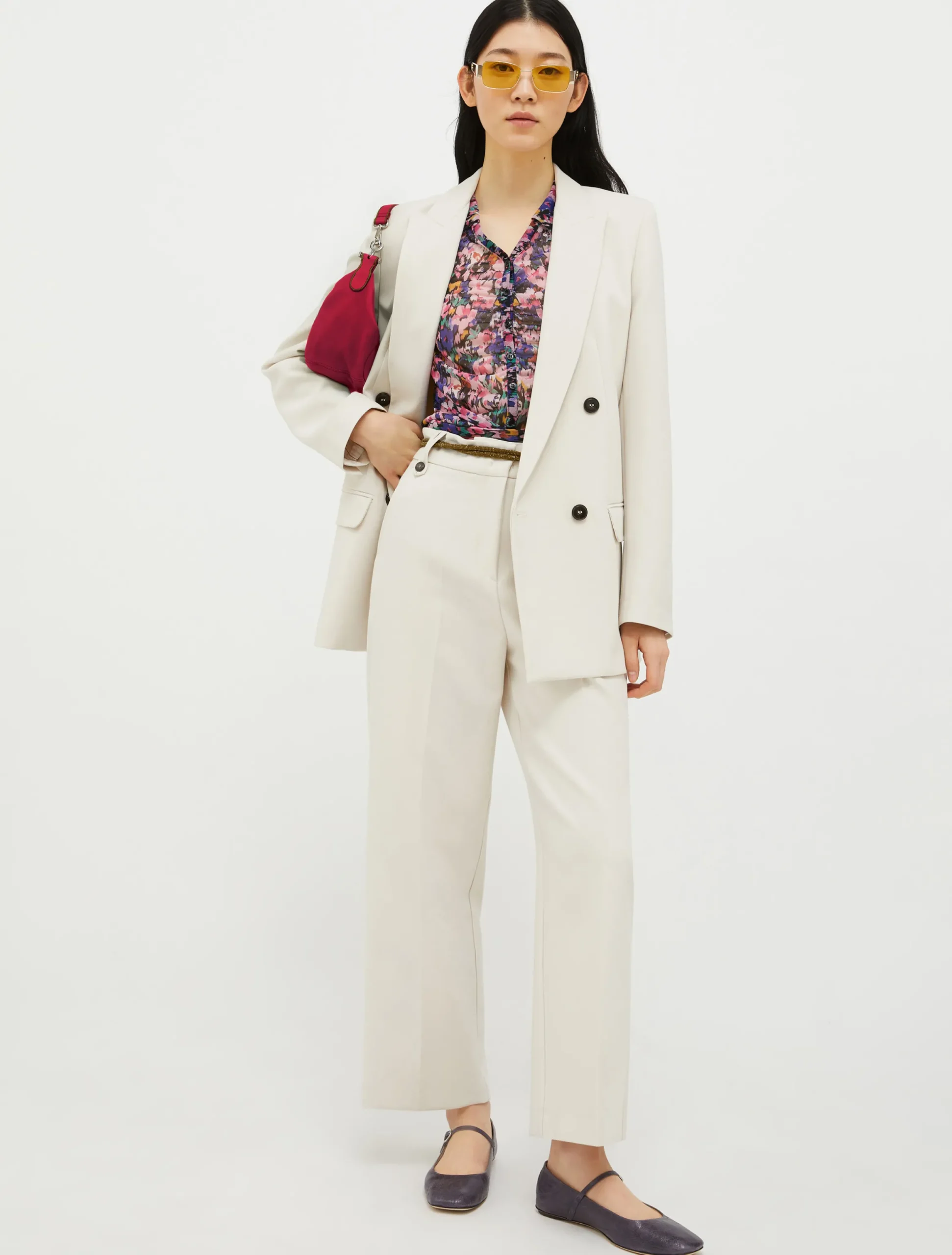 Double-breasted canvas blazer