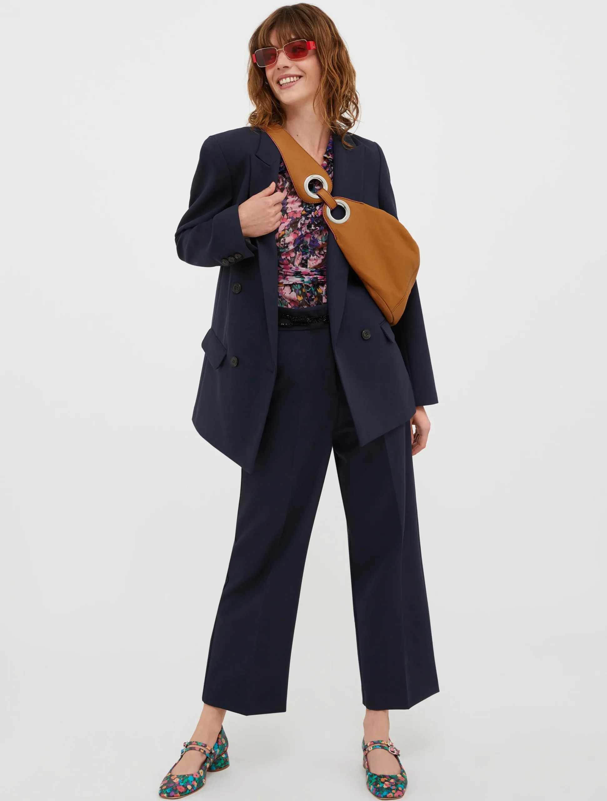 Double-breasted canvas blazer