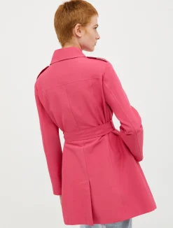 Double-breasted cropped trench coat