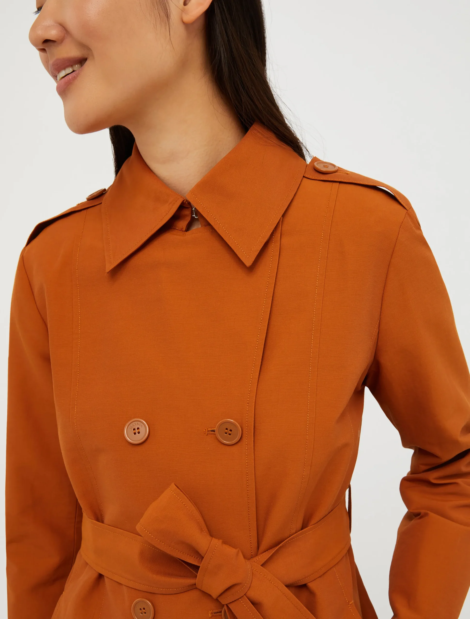 Double-breasted cropped trench coat