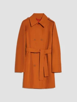 Double-breasted cropped trench coat